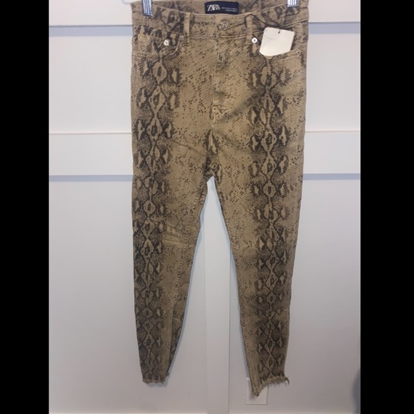 Zara Python Snake Print Fade Out Skinny Jeans NWT - Picture 6 of 10
